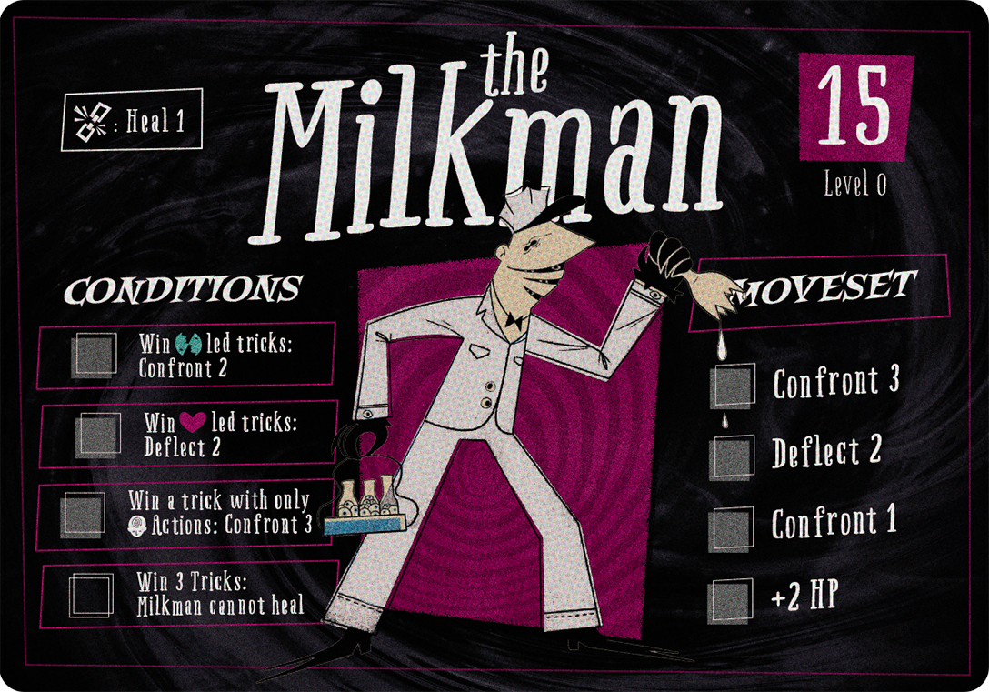 The Milkman &mdash; Level 1 nightmare boss card.
