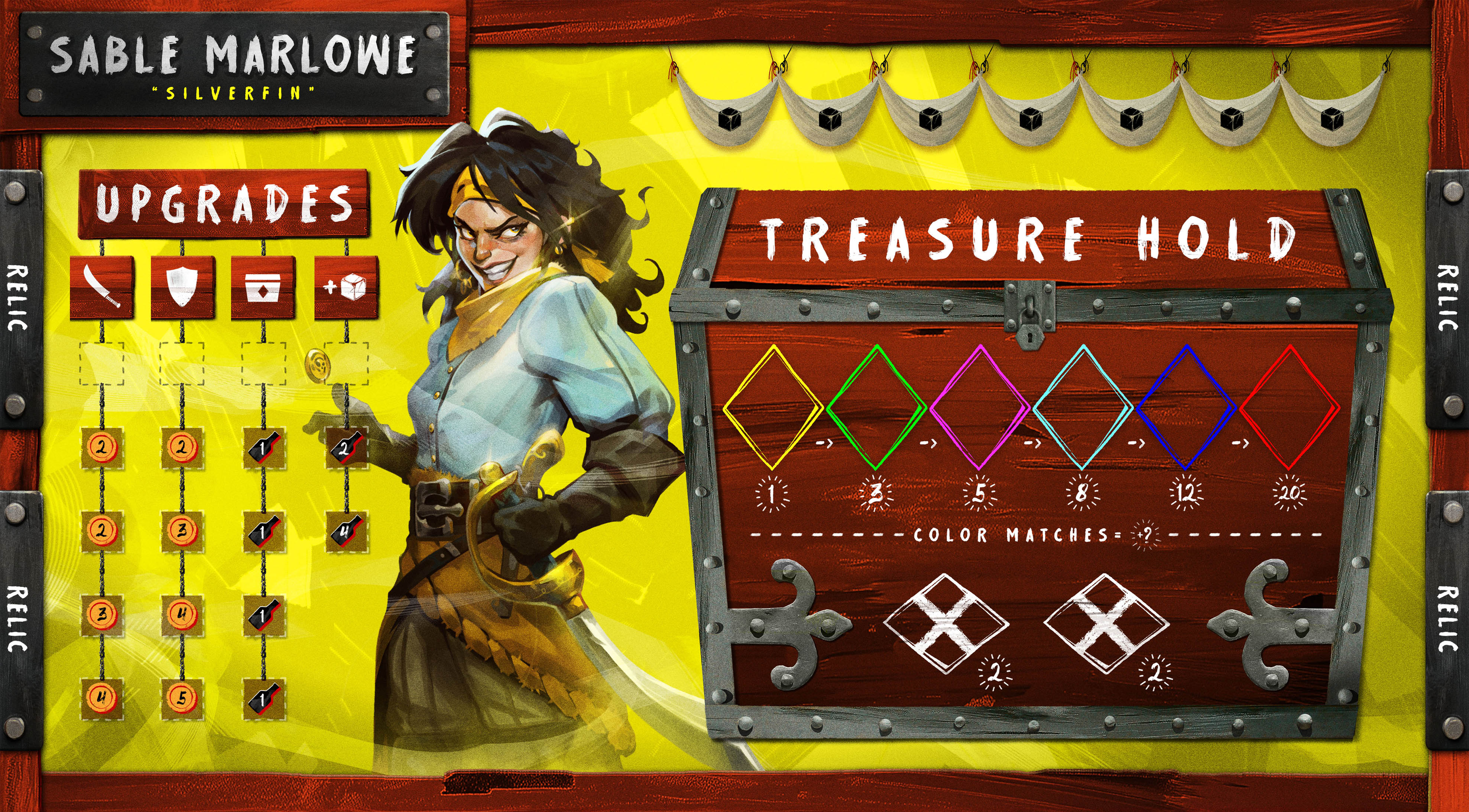 Sable Marlowe captain mat &mdash; Upgrades ladder and Treasure Hold.