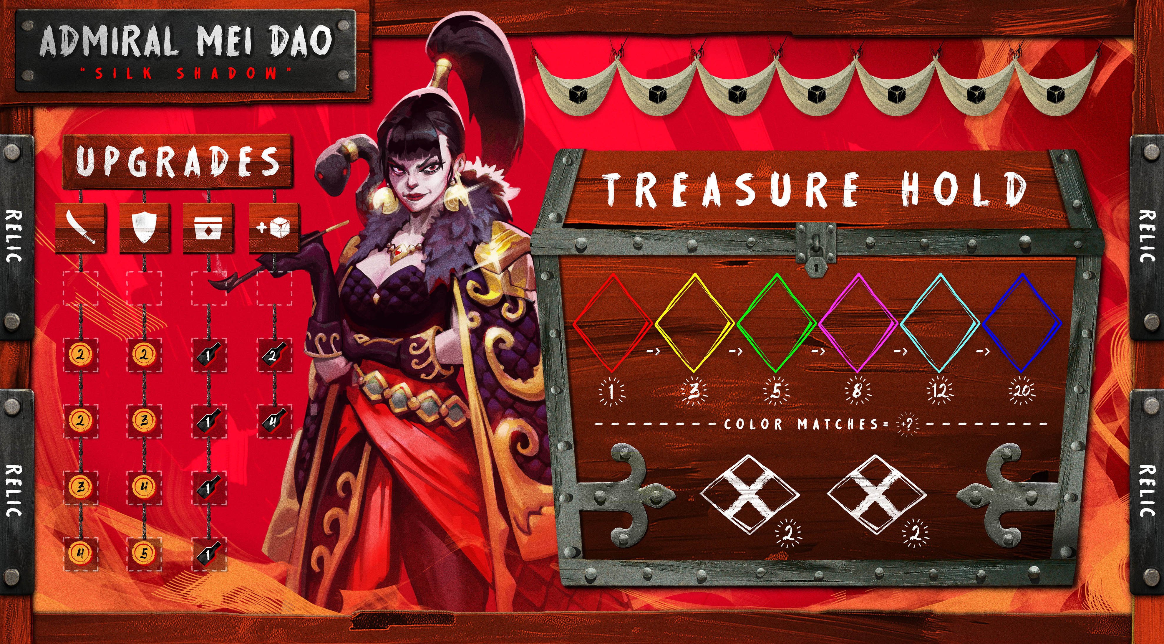 Admiral Mei Dao captain mat &mdash; Upgrades ladder and Treasure Hold.